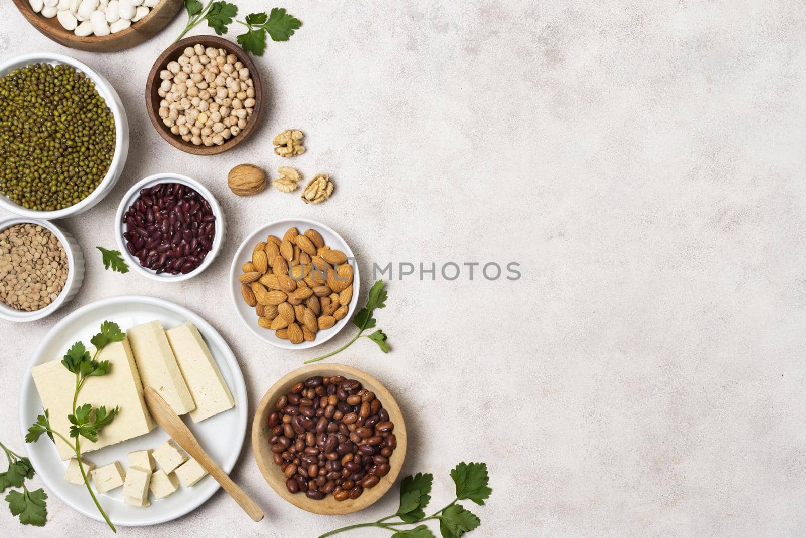 top view bowls with seeds copy space. Resolution and high quality beautiful photo