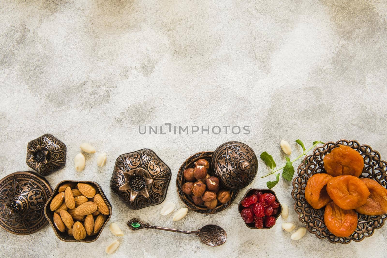 dried apricots with nuts table. High quality beautiful photo concept by Zahard