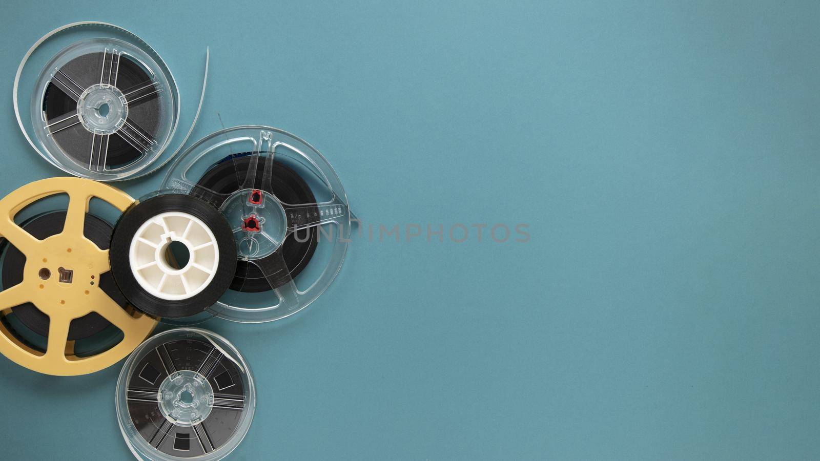 top view movie reels with copy space. Resolution and high quality beautiful photo