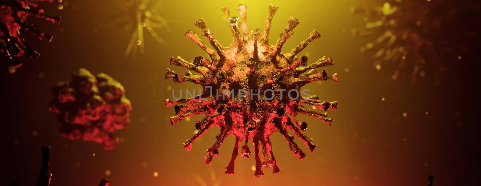 Dangerous corona virus, SARS pandemic risk concept. 3D illustration