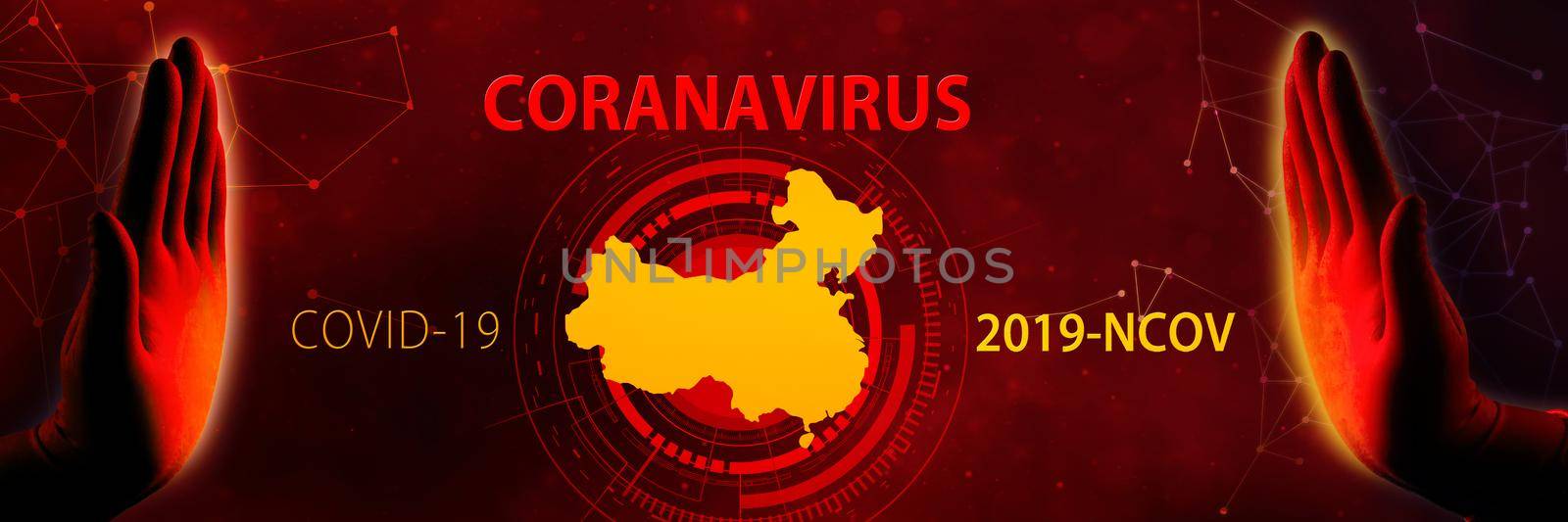 Dangerous corona virus, SARS pandemic risk concept. 3D illustration