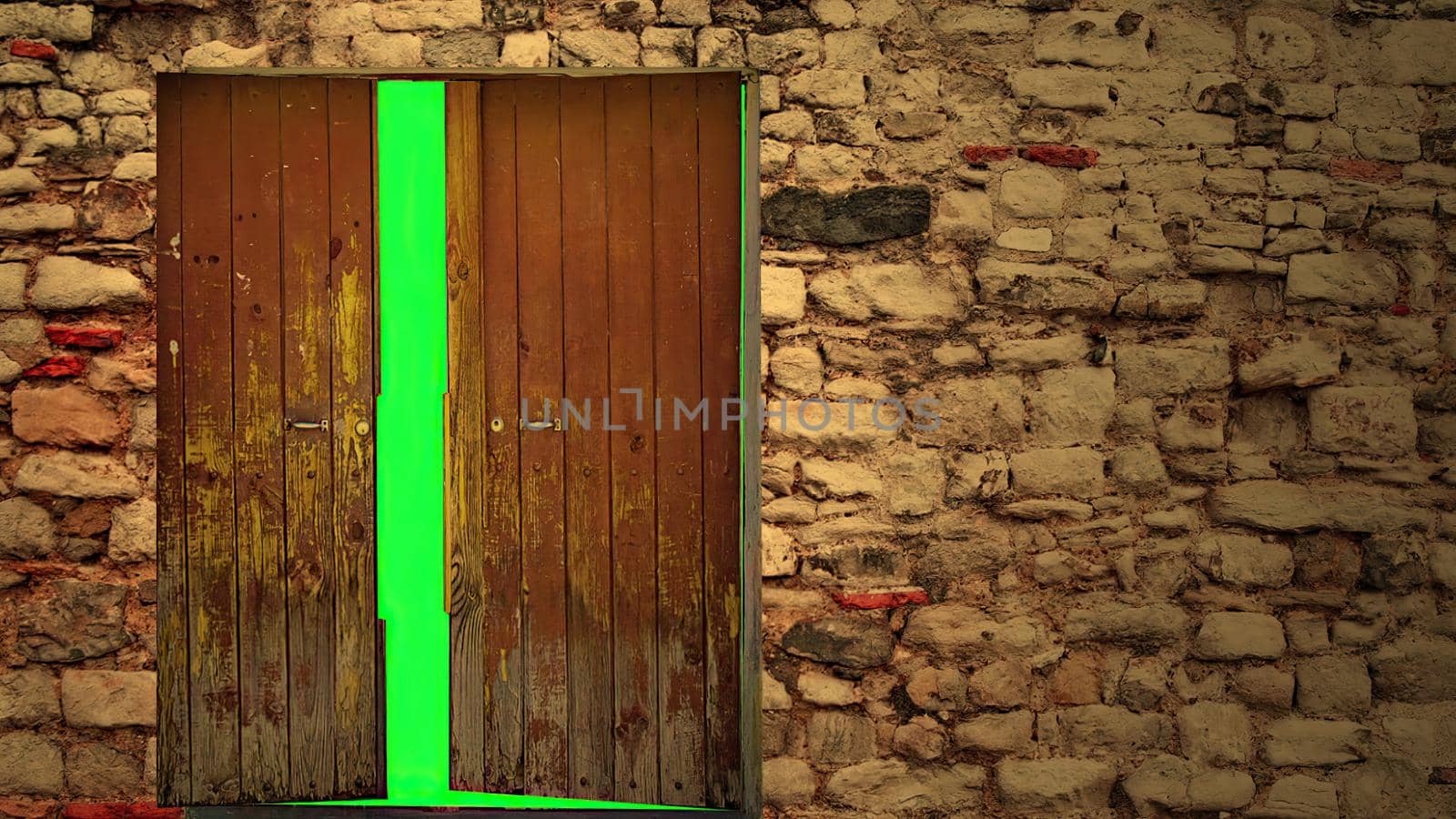 3d illustration - Open Door on Green Screen by vitanovski