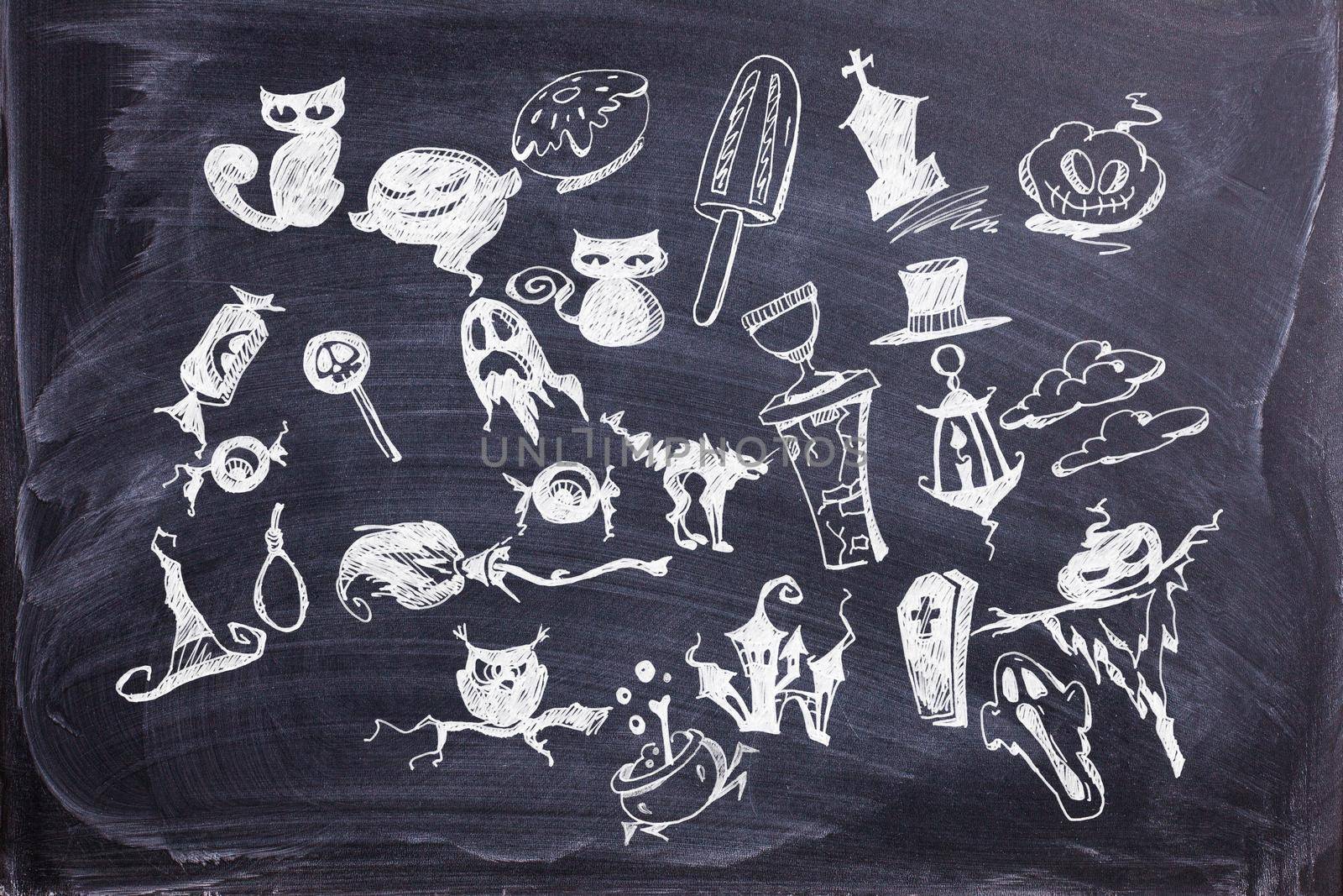 Halloween decoration and background concept. Hand drawn collection