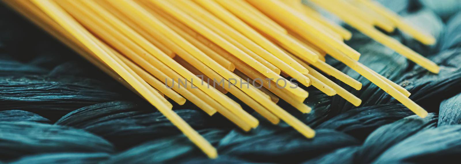 Whole wheat raw spaghetti, pasta organic food concept
