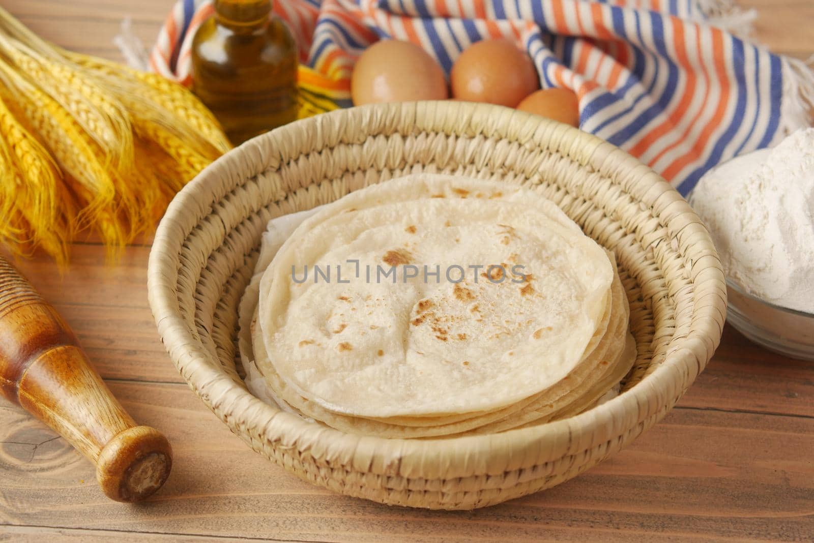 homemade roti chapati on table .,