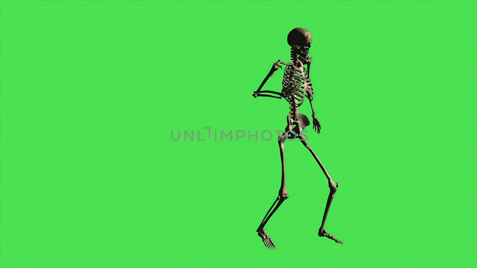 3d illustration - Skeleton Walking Hurt, Separate On Green Screen by vitanovski