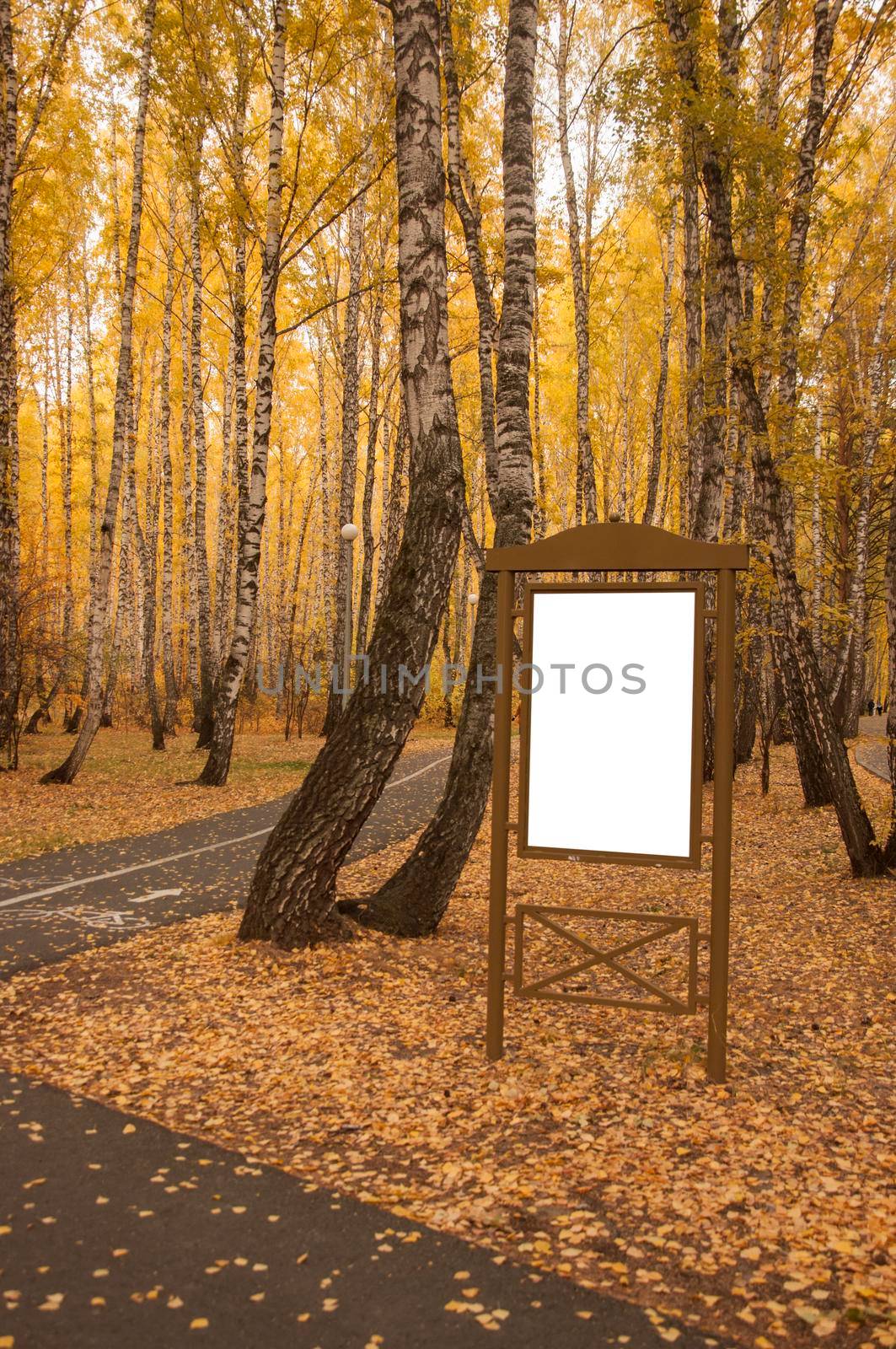 empty signs in the autumn park. space for text by inxti
