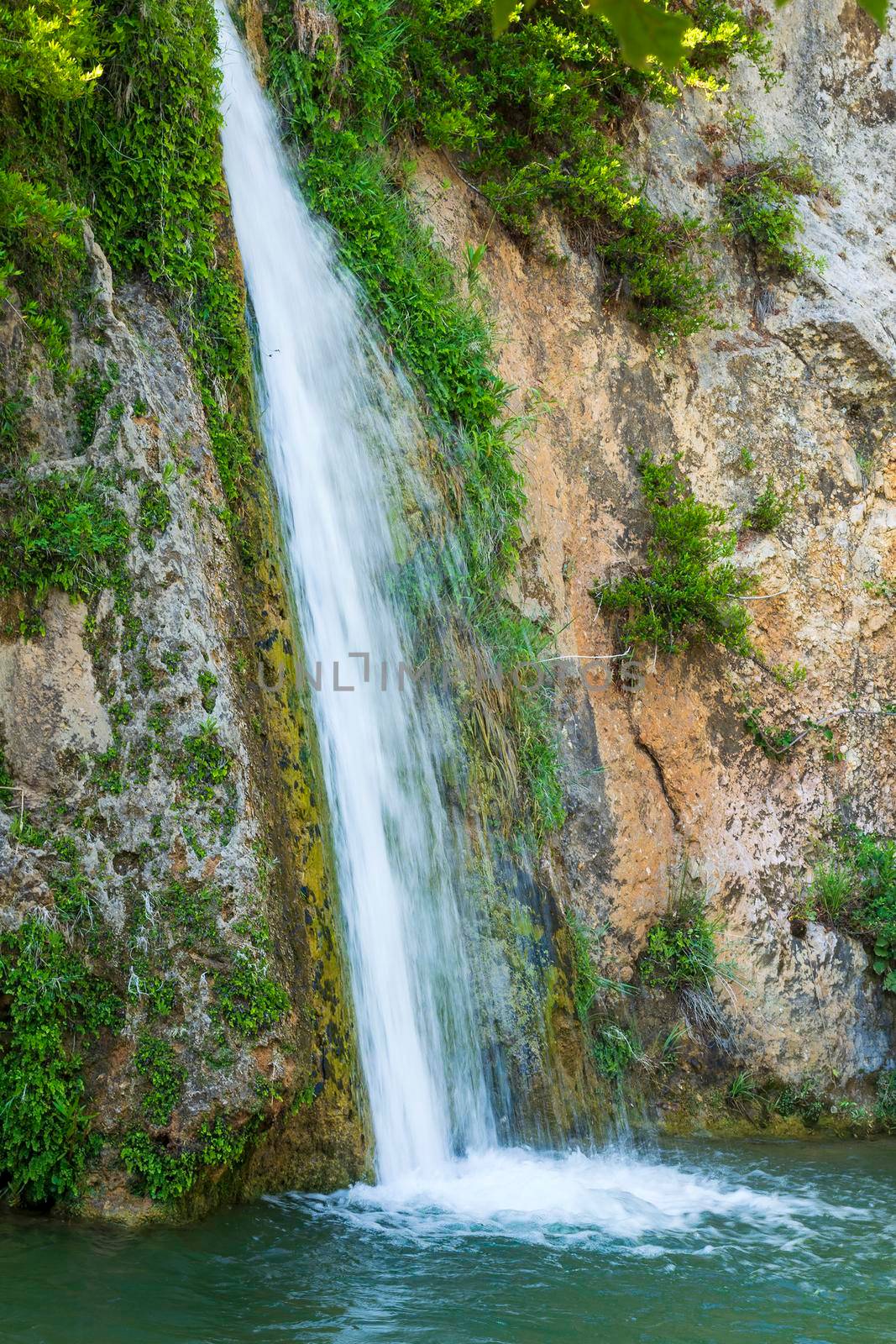 Beautiful waterfall at Drafi in Penteli mountain near Athens at Greece.