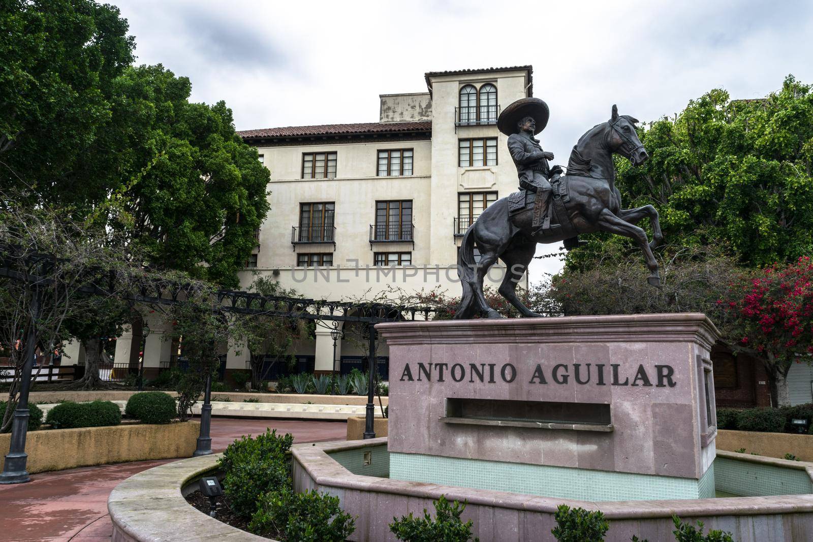 LOS ANGELES, USA - FEBRUARY 18, 2017: The Antonio Aguilar Statue at El Pueblo de Los Angeles Historical Monument, Olvera Street in Los Angels.