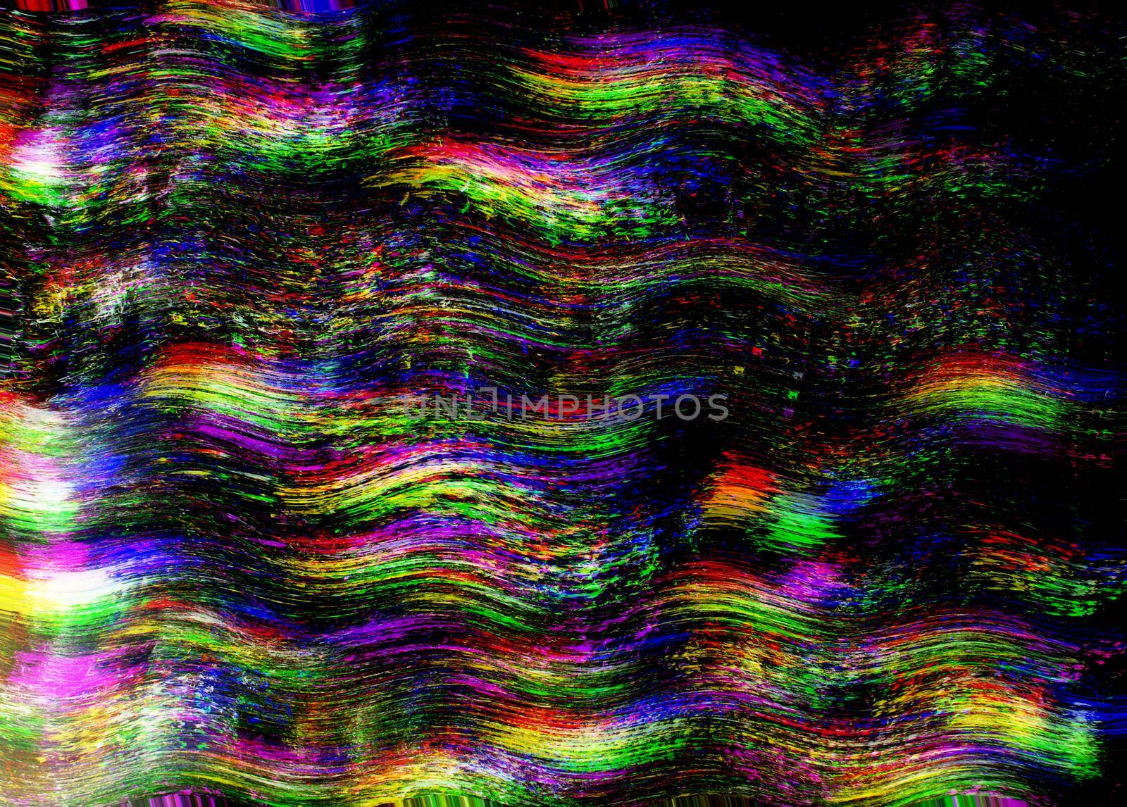 Glitch psychedelic Old TV background with Noise Screen error. Digital pixel noise abstract design. Photo glitch. Television signal fail. Technical problem grunge wallpaper. Colorful noise by DesignAB