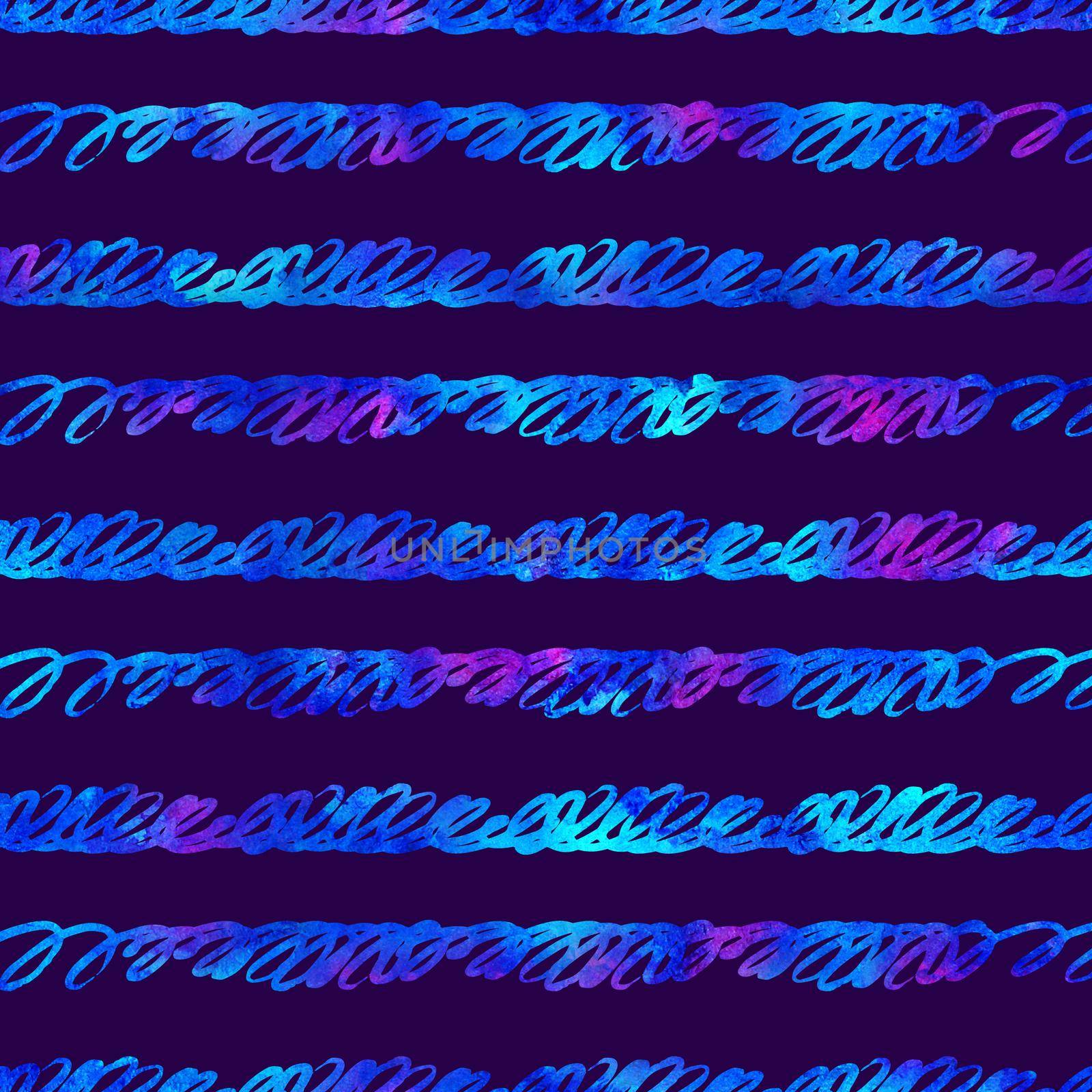 Brush Stroke Line Stripe Geometric Grung Pattern Seamless in Blue Color Background. Gunge Collage Watercolor Texture for Teen and School Kids Fabric Prints Grange Design with lines.