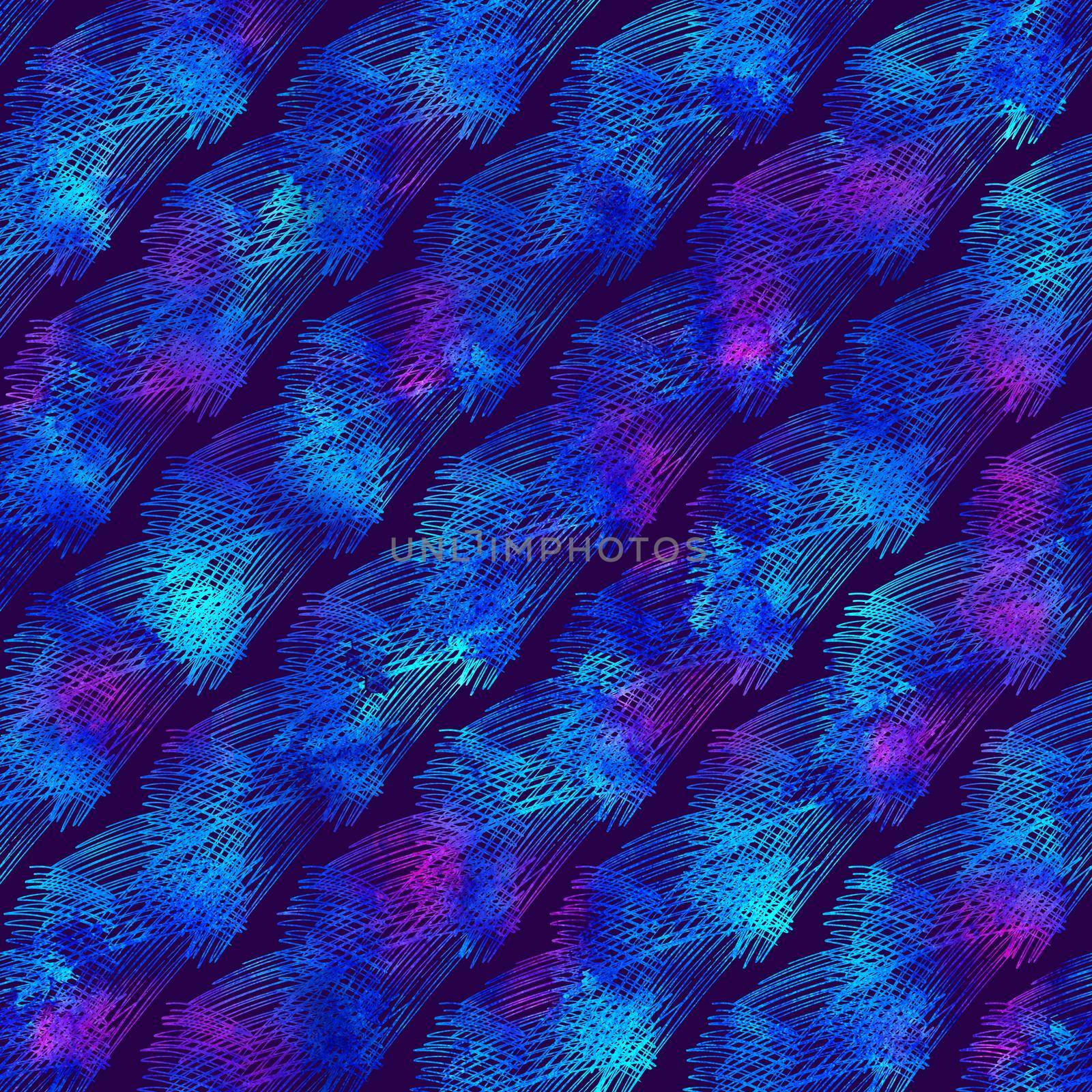 Brush Stroke Line Stripe Geometric Grung Pattern Seamless in Blue Color Background. Gunge Collage Watercolor Texture for Teen and School Kids Fabric Prints Grange Design with lines by DesignAB