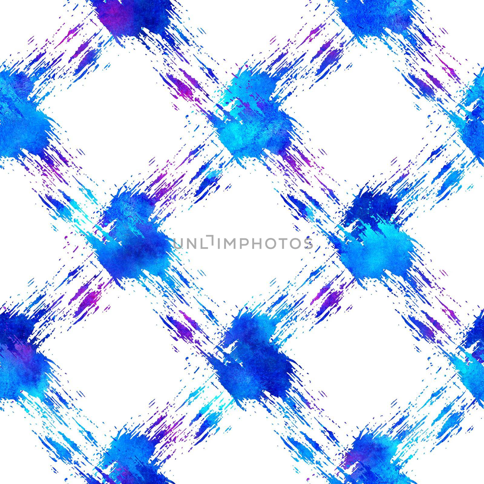 Brush Stroke Plaid Geometric Grung Pattern Seamless in Blue Color Check Background. Gunge Collage Watercolor Texture for Teen and School Kids Fabric Prints Grange Design with lines by DesignAB