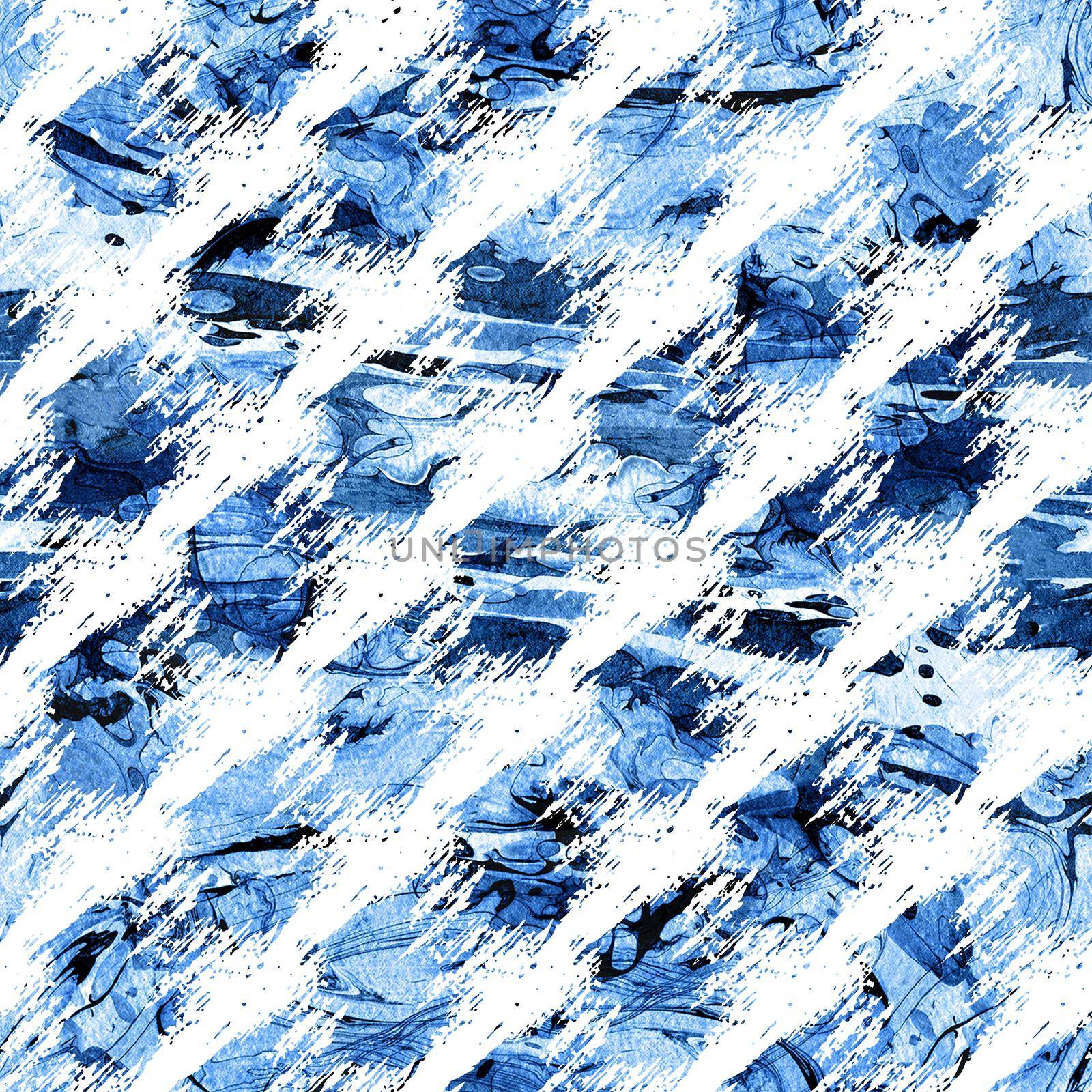 Brush Stroke Line Stripe Geometric Grung Pattern Seamless in Blue Color Background. Gunge Collage Watercolor Texture for Teen and School Kids Fabric Prints Grange Design with lines.