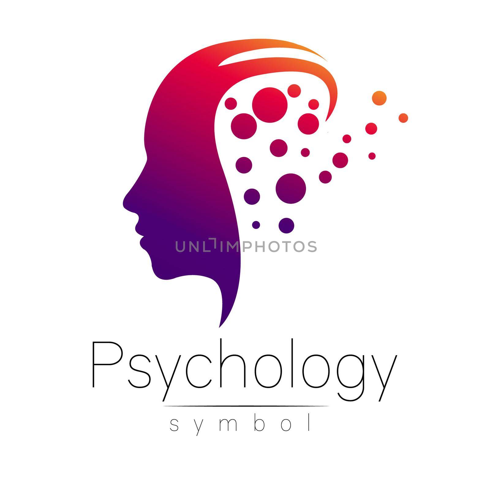 Modern head sign of Psychology. Profile Human. Creative style. Symbol in . Design concept. Brand company. Violet color isolated on white background. Icon for web, print by DesignAB