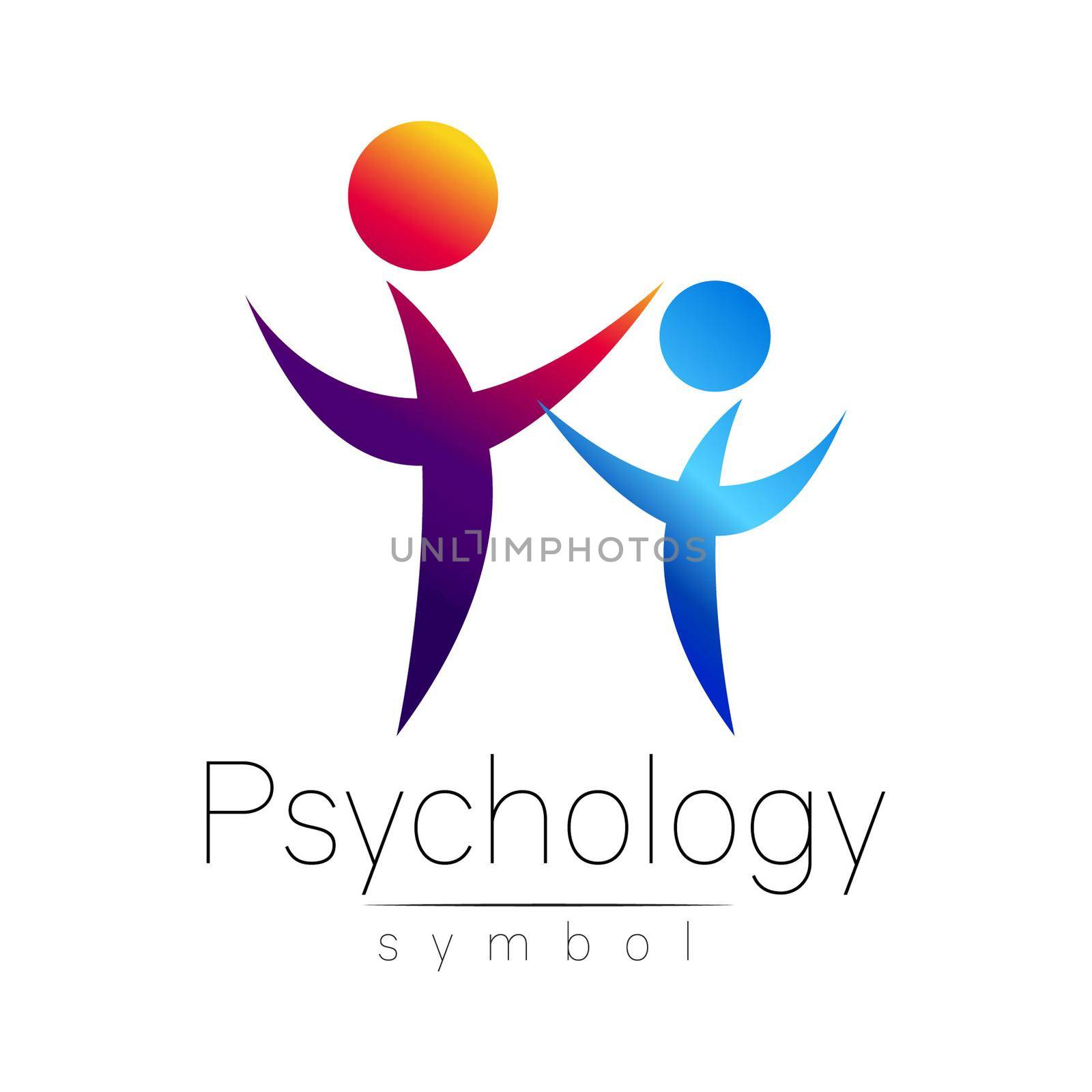 Modern people psi Sign of Psychology. Family Human. Creative style. Icon in . Design concept. Brand company. violet blue color isolated on white background. Symbol for web, print, card by DesignAB