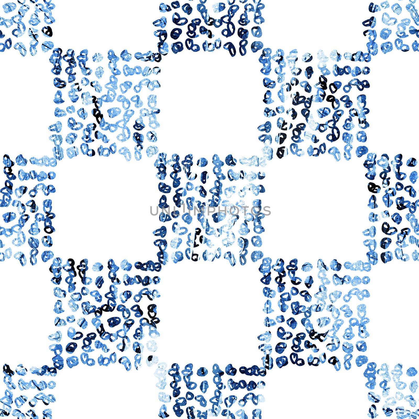 Brush Stroke Plaid Geometric Grung Pattern Seamless in Blue Color Check Background. Gunge Collage Watercolor Texture for Teen and School Kids Fabric Prints Grange Design with lines.