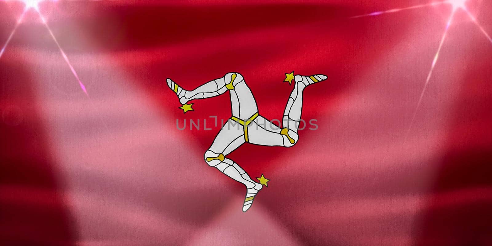 Isle of Man flag - realistic waving fabric flag