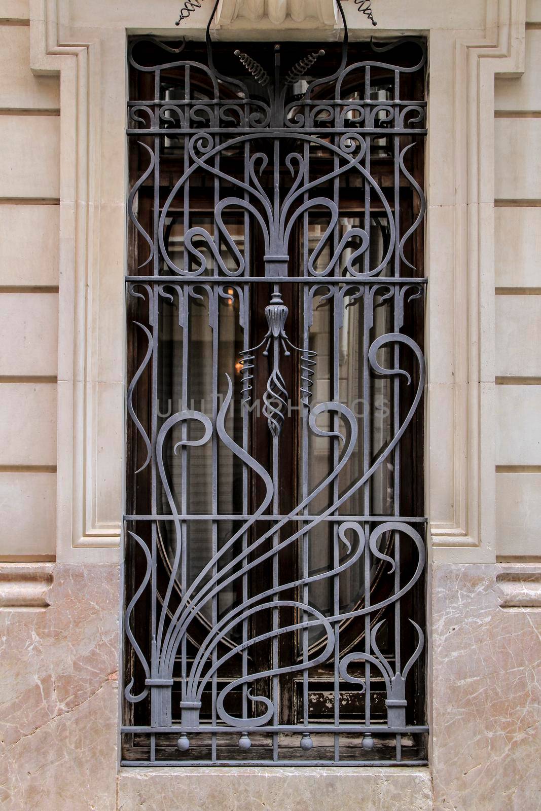 Novelda, Alicante, Spain- September 18, 2021: Art Noveau style window of the Modernist House Museum in Novelda