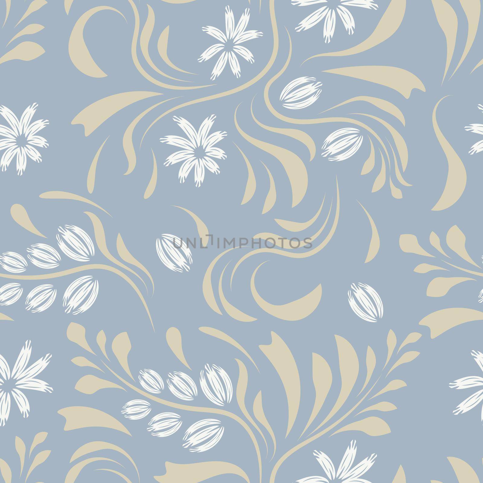 Floral pattern with flowers and leaves  Fantasy flowers Abstract Floral geometric fantasy                  