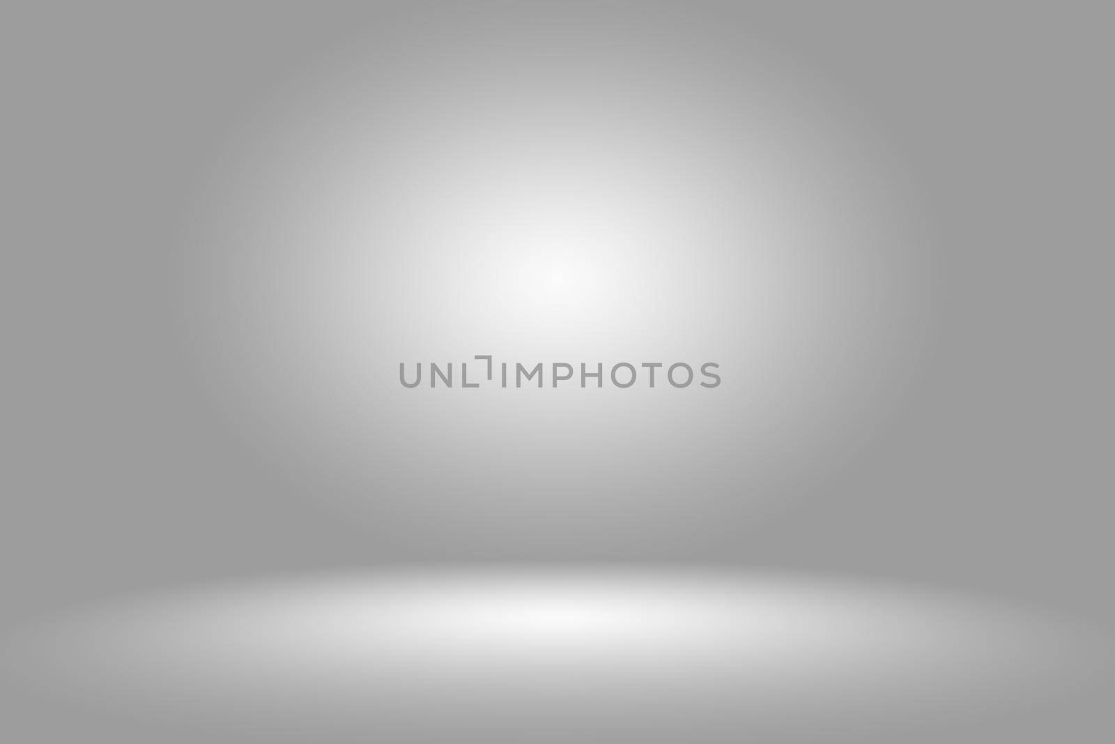 Abstract Empty Dark White Grey gradient with Black solid vignette lighting Studio wall and floor background well use as backdrop by Benzoix