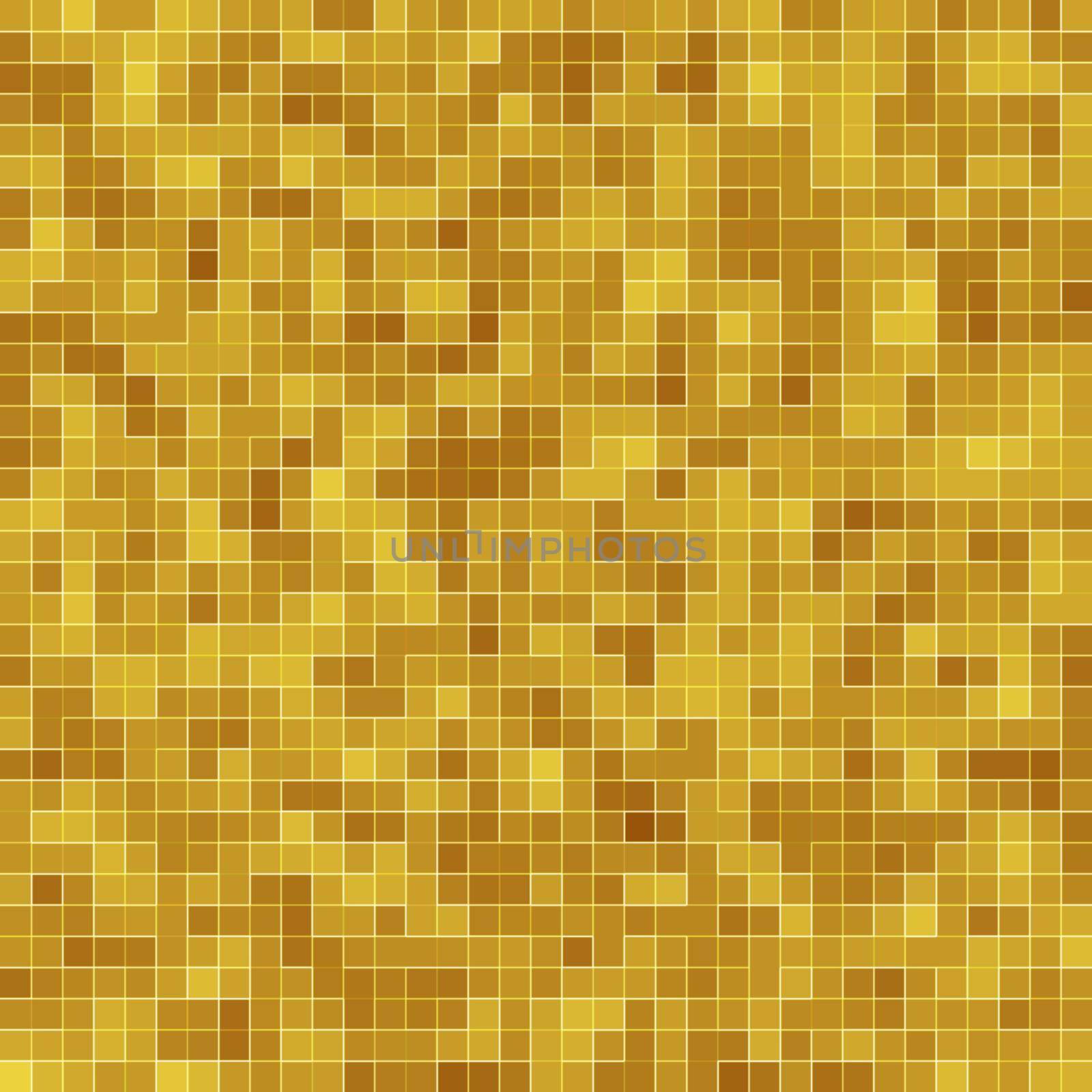 Detail of Yellow Gold Mosiac Texture abstract ceramic mosaic adorned building. Abstract Seamless Pattern. Abstract colored ceramic stones