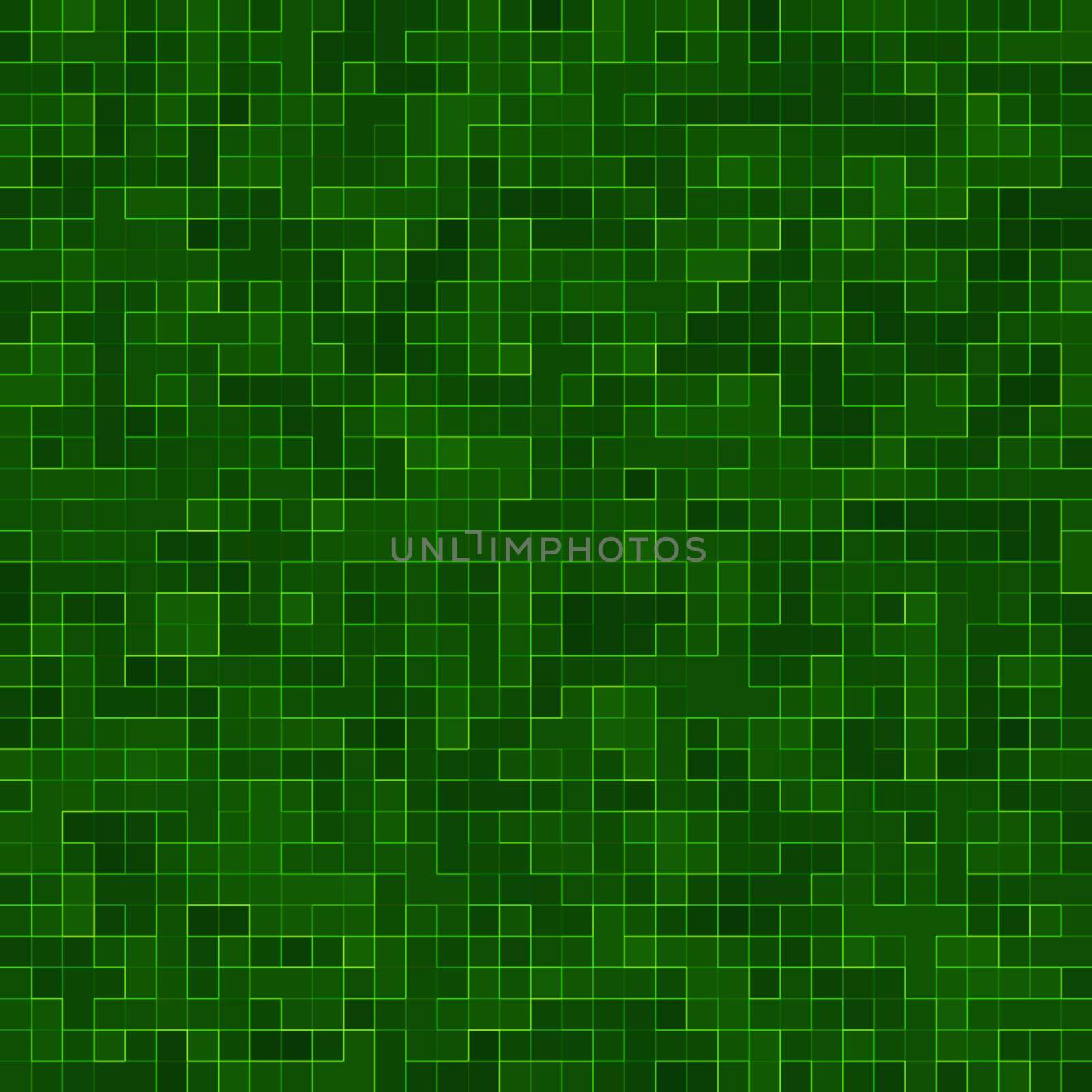 Abstract bright green square pixel tile mosaic wall background and texture. by Benzoix