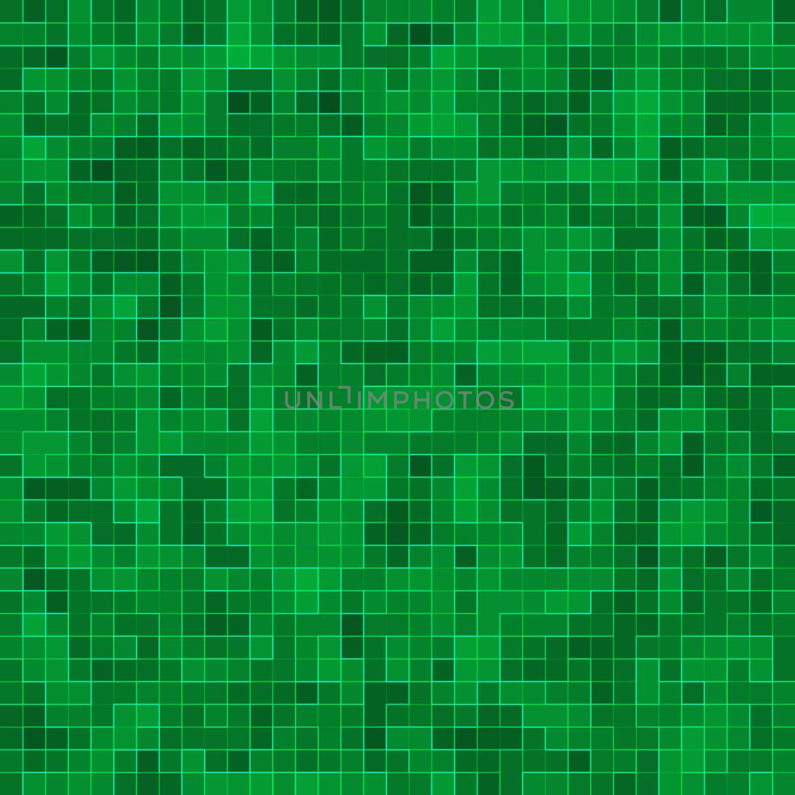 Abstract bright green square pixel tile mosaic wall background and texture. by Benzoix