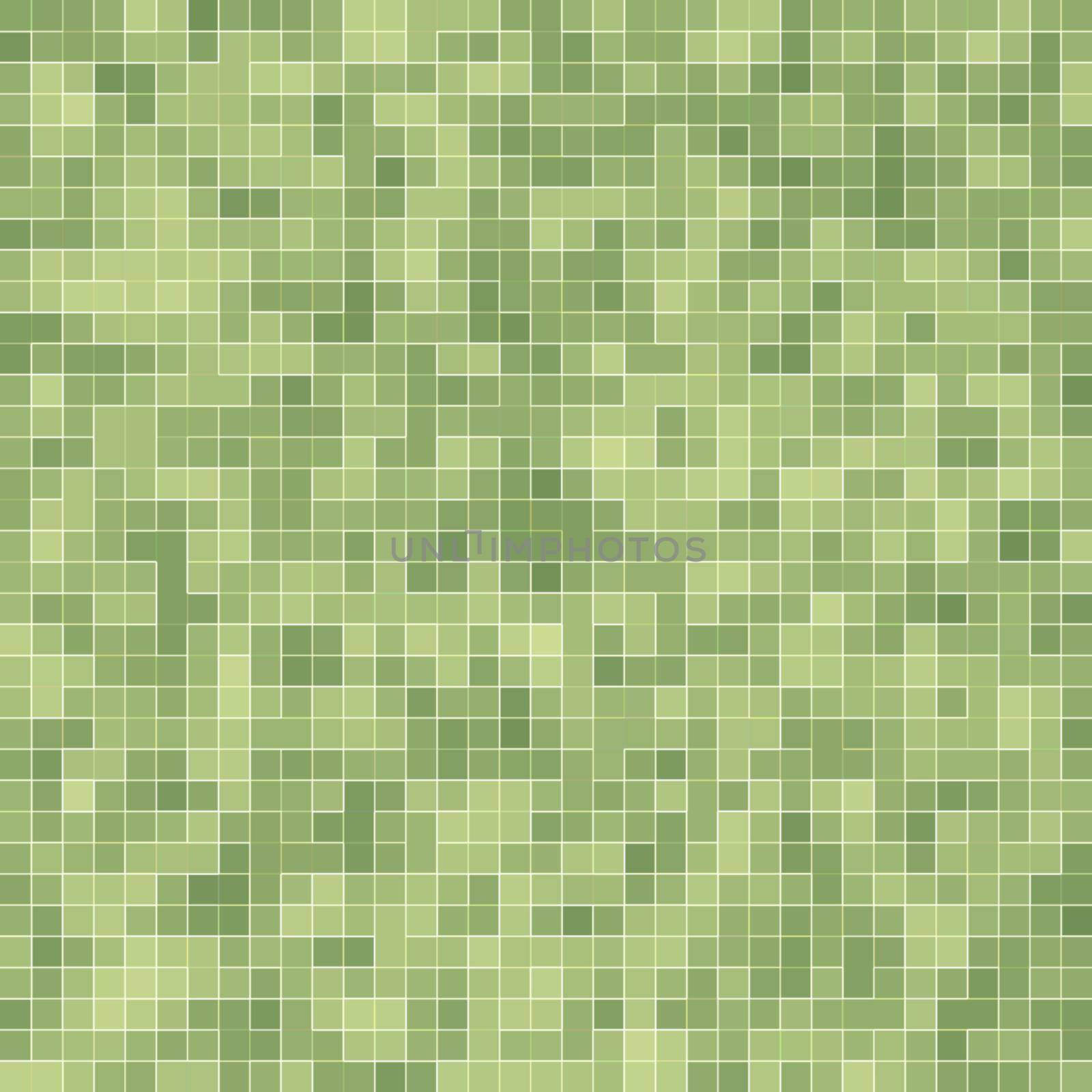 Abstract bright green square pixel tile mosaic wall background and texture. by Benzoix