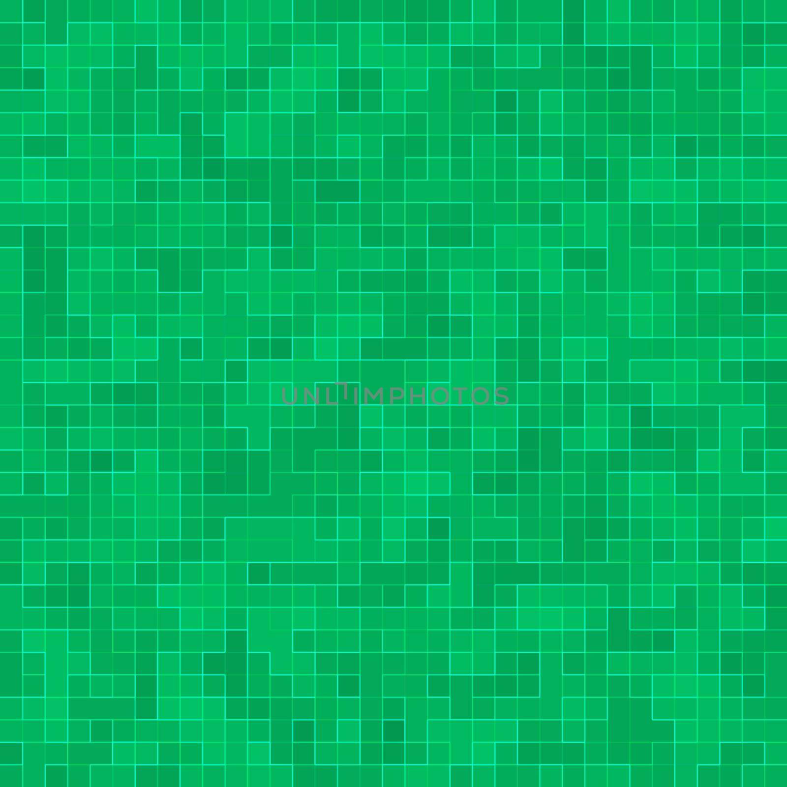 Abstract bright green square pixel tile mosaic wall background and texture. by Benzoix