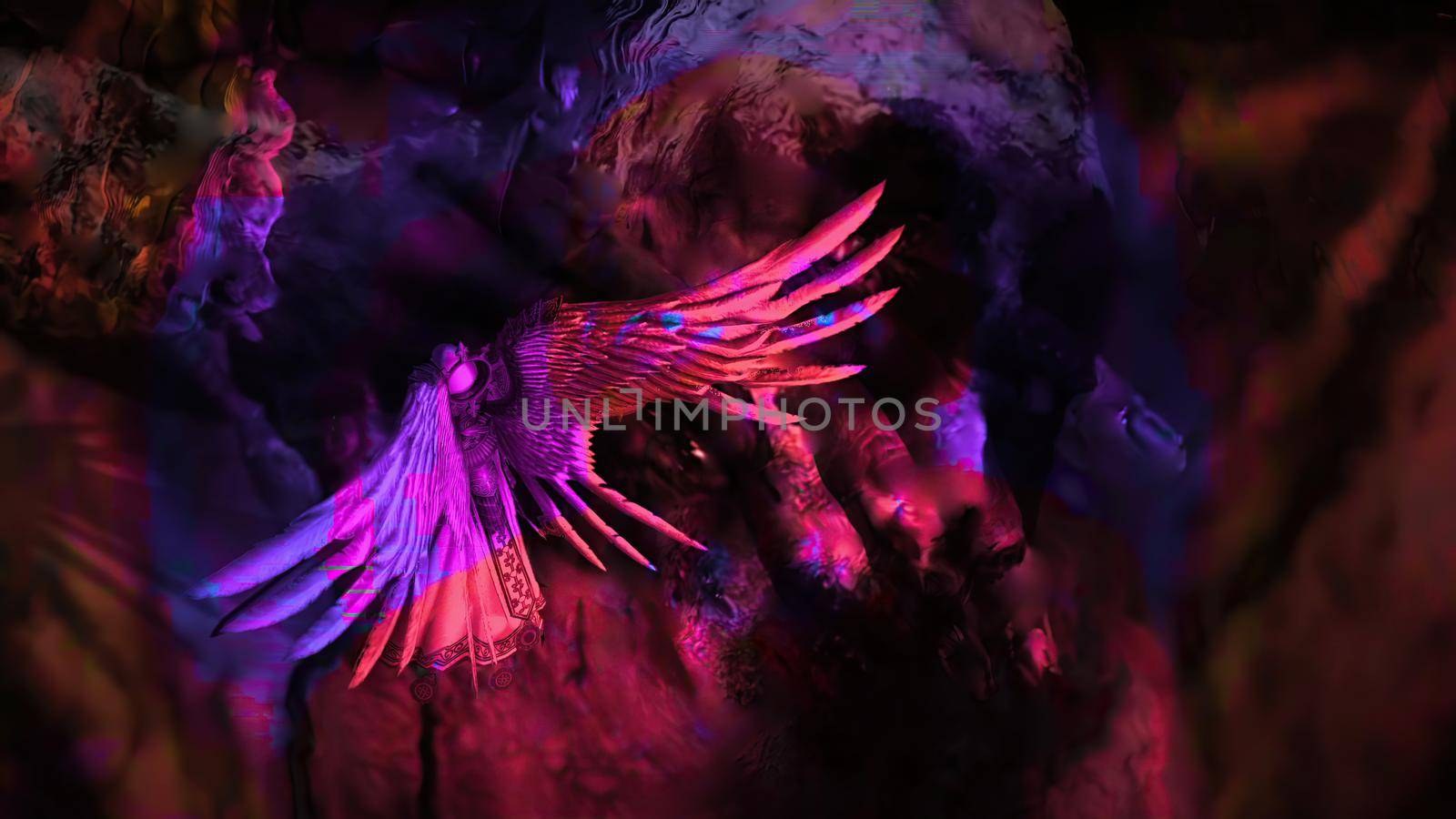 3d illustration - Angel of death with swords in hands
