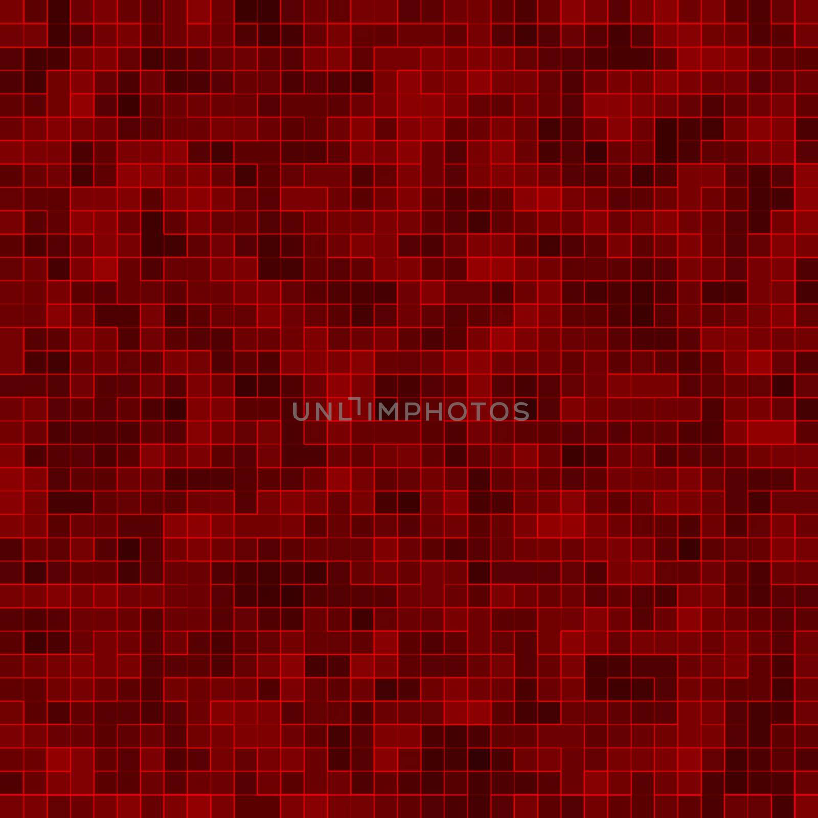 Red ceramic glass colorful tiles mosaic composition pattern background. by Benzoix