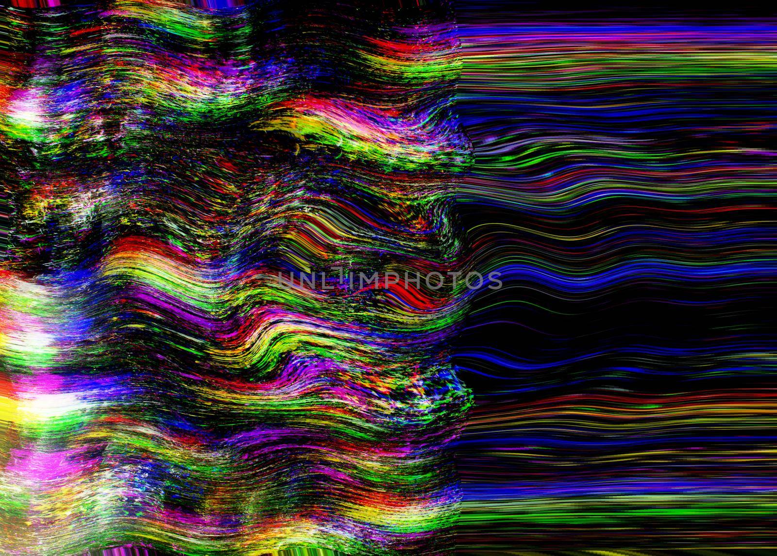 Glitch psychedelic Old TV background with Noise Screen error. Digital pixel noise abstract design. Photo glitch. Television signal fail. Technical problem grunge wallpaper. Colorful noise by DesignAB