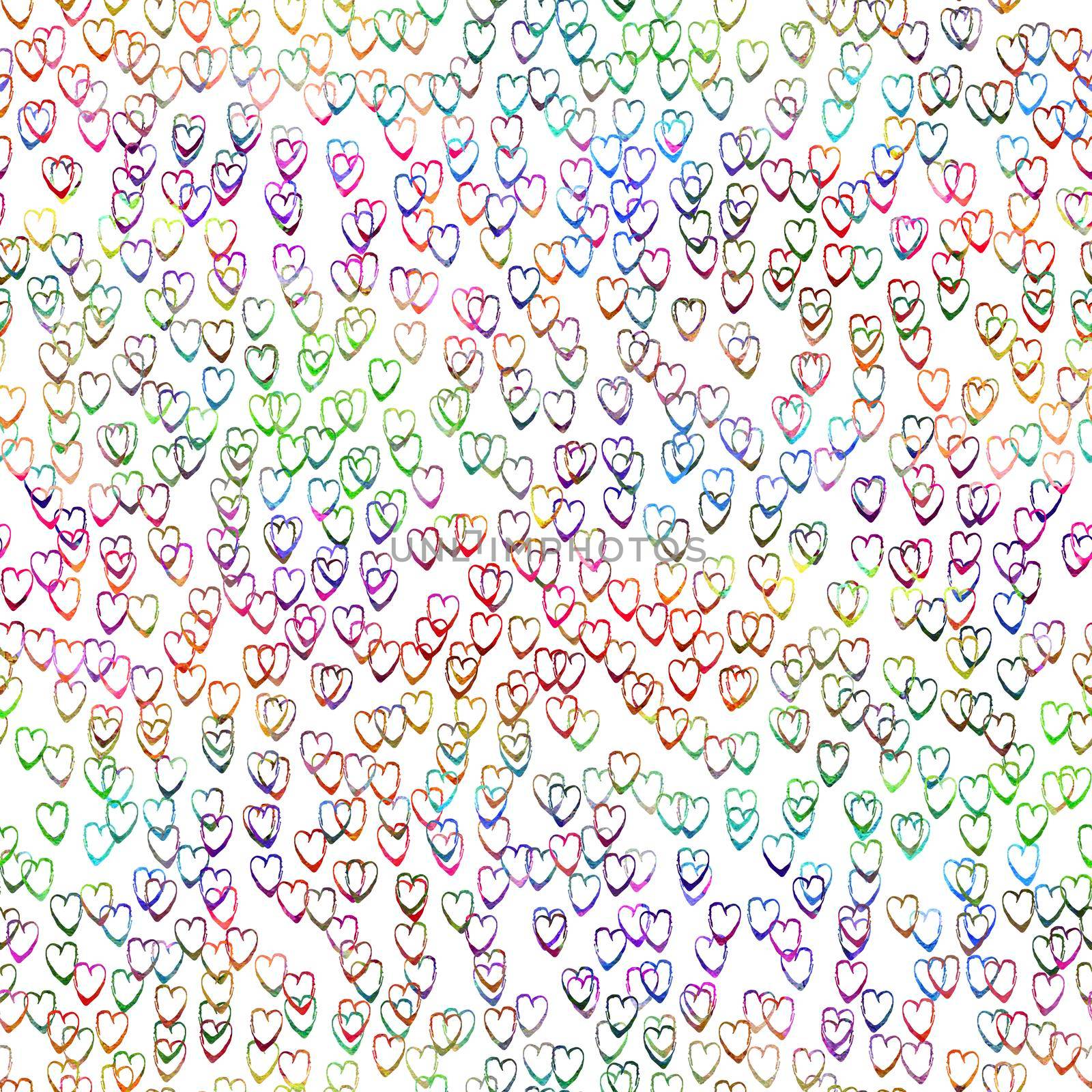 Watercolor Brush Heart Seamless Pattern Love Grange Hand Painted Design in Rainbow Color. Modern Grung Collage Background for kids fabric and textile by DesignAB