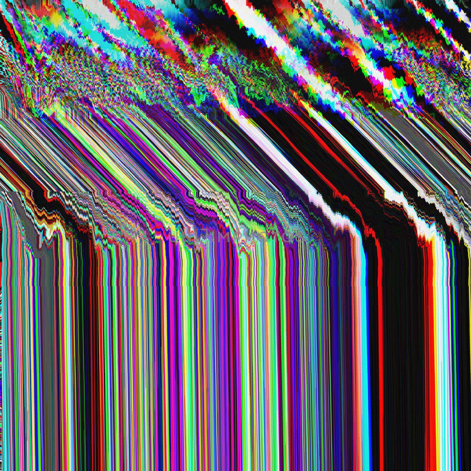 TV Glitch psychedelic Noise background Old VHS screen error Digital pixel noise abstract design Computer bug. Television signal fail. Technical problem in Grunge style.