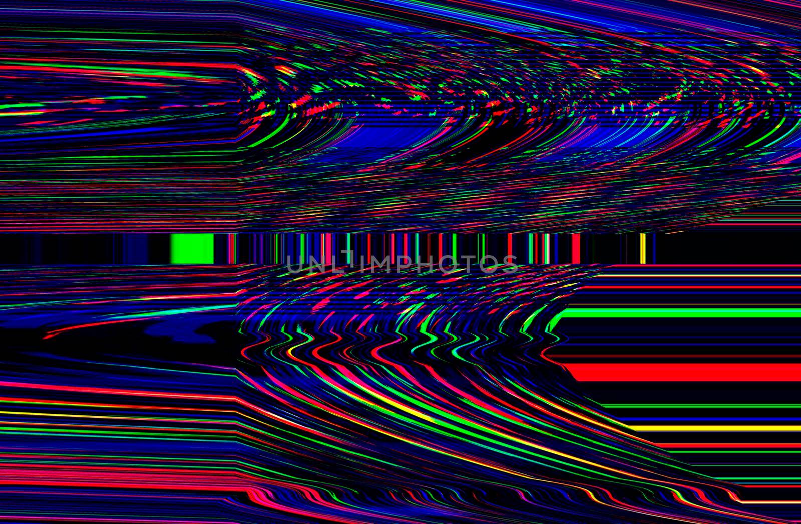 Glitch psychedelic background. Old TV screen error. Digital pixel noise abstract design. Broken pixels glitch. Television signal fail. Technical problem grunge wallpaper. Colorful noise rerto