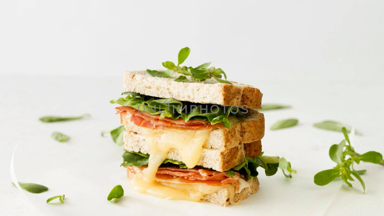 fresh toast with cheese vegetables. High resolution photo