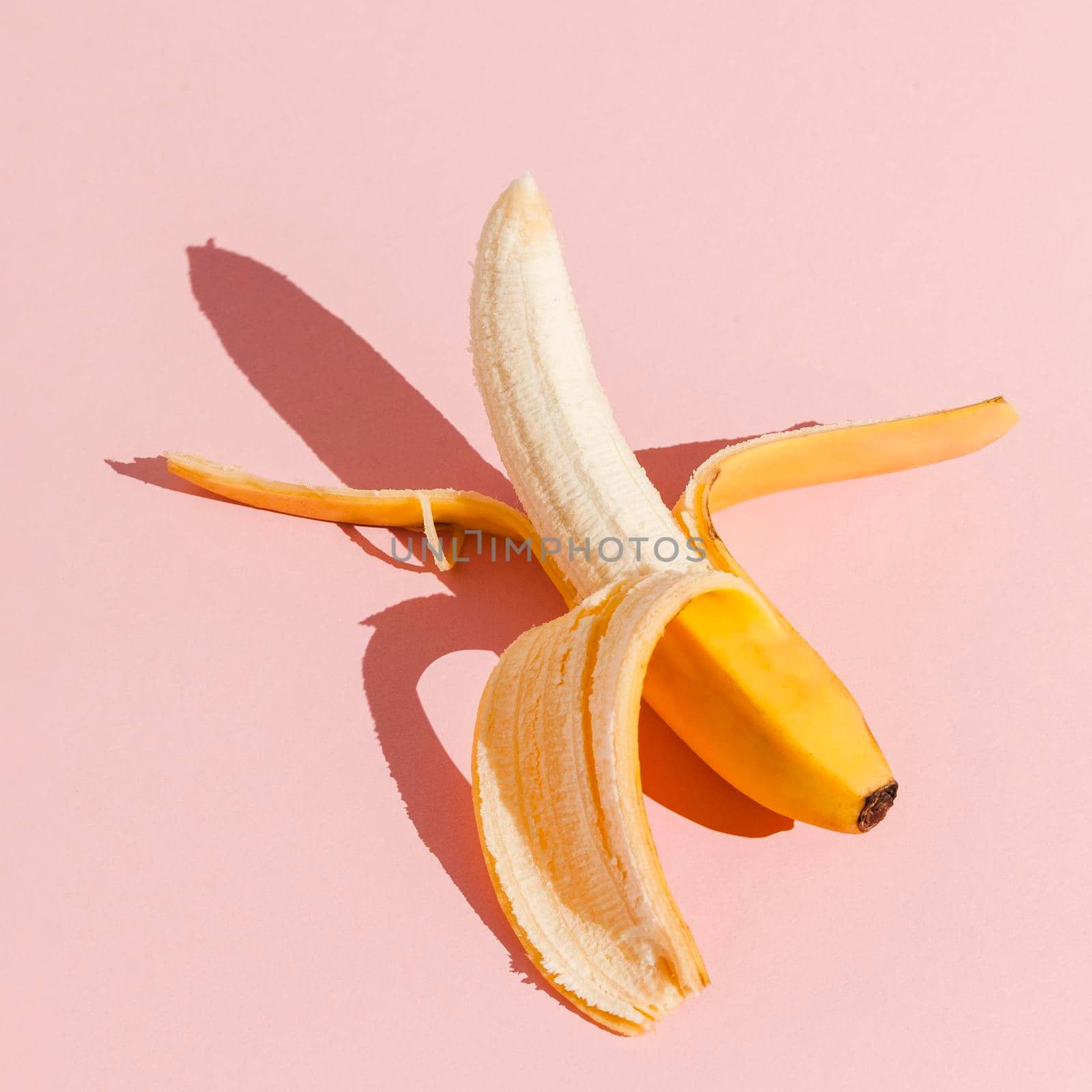 top view banana pink background by Zahard