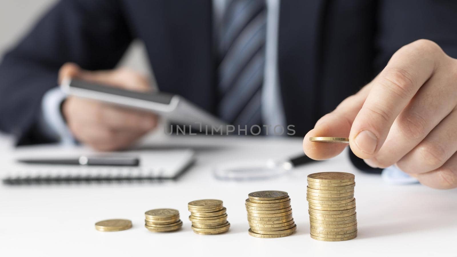 front view finance business elements assortment. High quality beautiful photo concept by Zahard