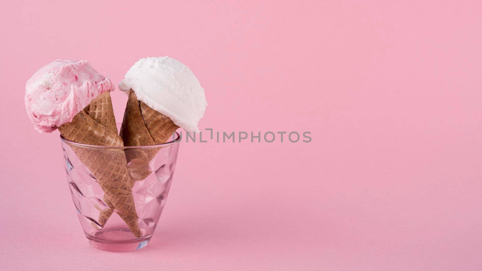 front view refreshing ice cream cones with copy space by Zahard