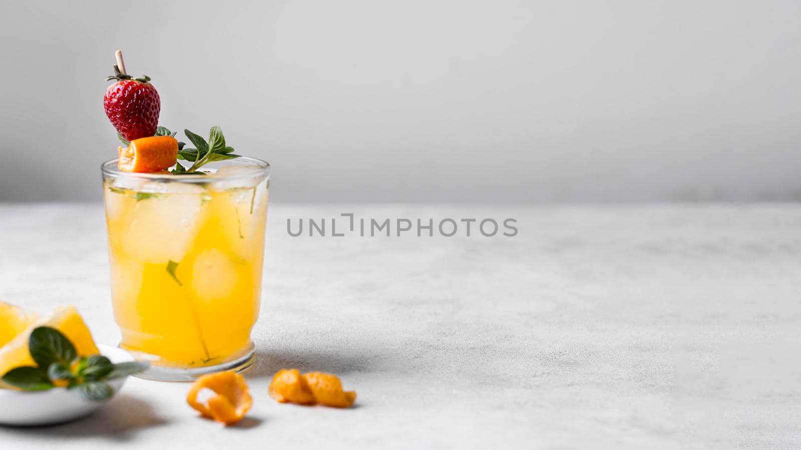 delicious fruity cocktail with copy space. Beautiful photo