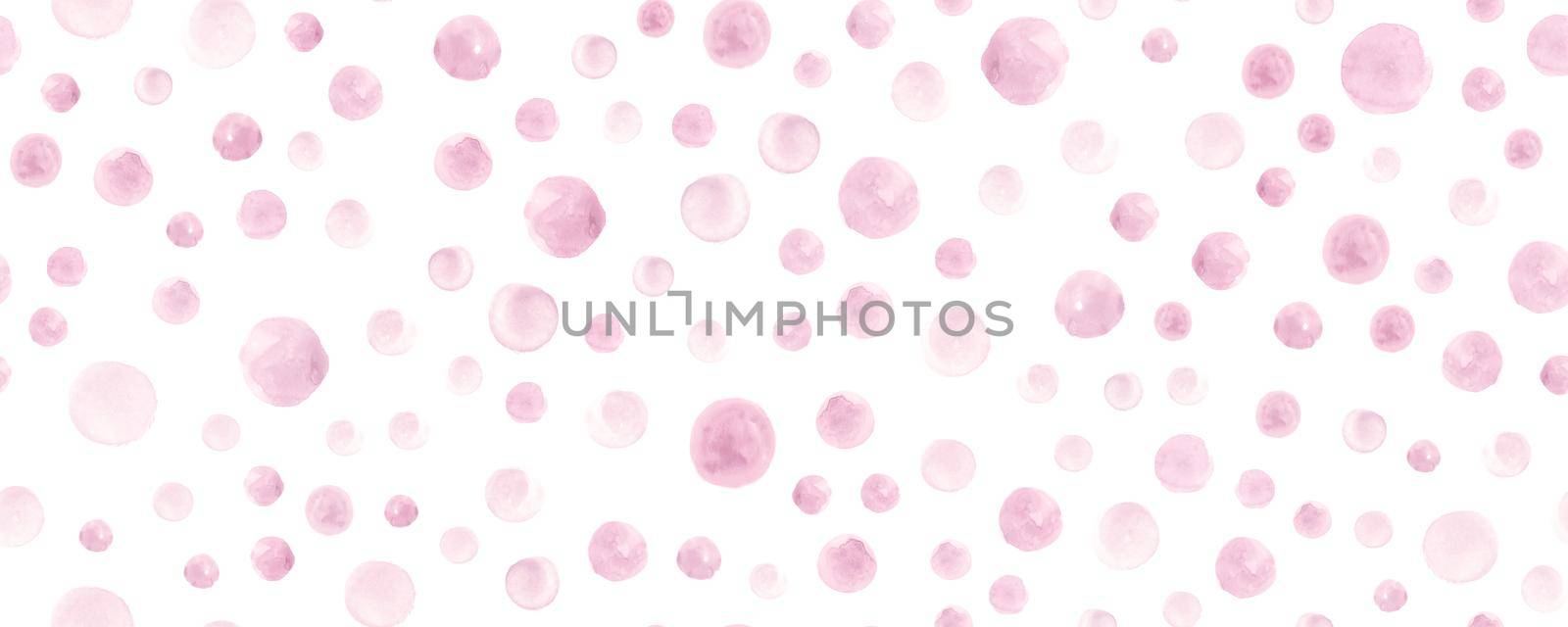 Seamless Pink Watercolor Circles. Vintage Polka Dots Wallpaper. Modern Brush Paint Fabric. Art Rose Watercolor Circles. Rounds Design. Graphic Spots Background. Pink Watercolor Circles.