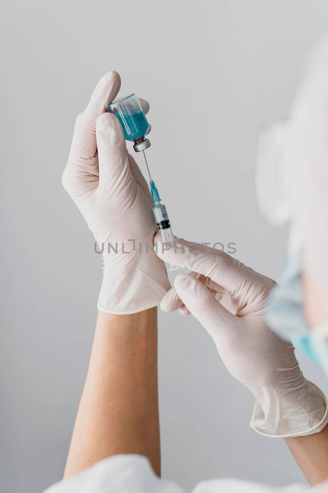 doctor holding syringe vaccine. High resolution photo