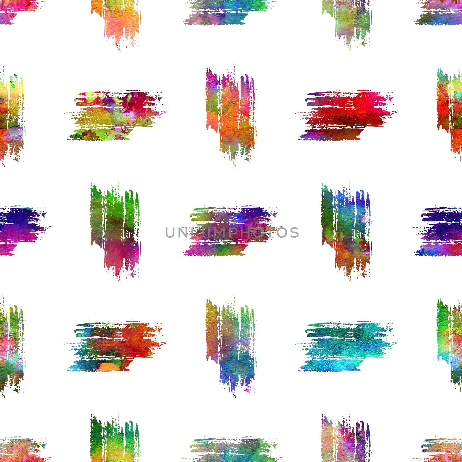 Watercolor Brush Stripes Seamless Pattern Grange Geometric Design in Rainbow Color. Modern Strokes Grung Collage Background for kids fabric and textile.