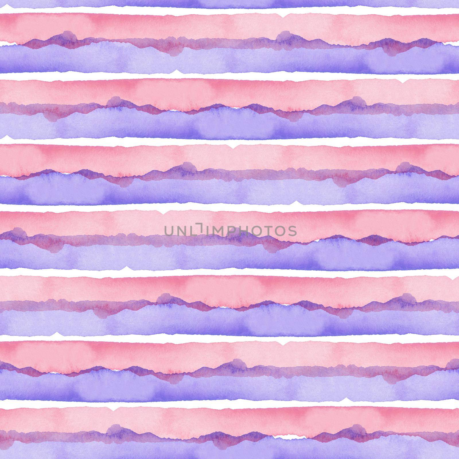 Abstract Pink Blue Stripes Watercolor Background.Line Seamless Pattern for Fabric Textile and Paper. Simple Hand Painted Stripe by DesignAB