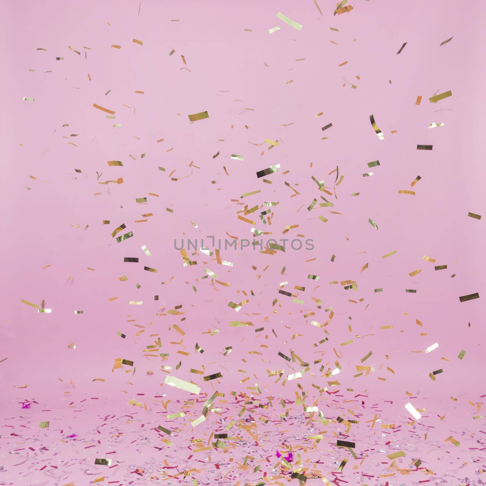 falling golden confetti pink background. Resolution and high quality beautiful photo