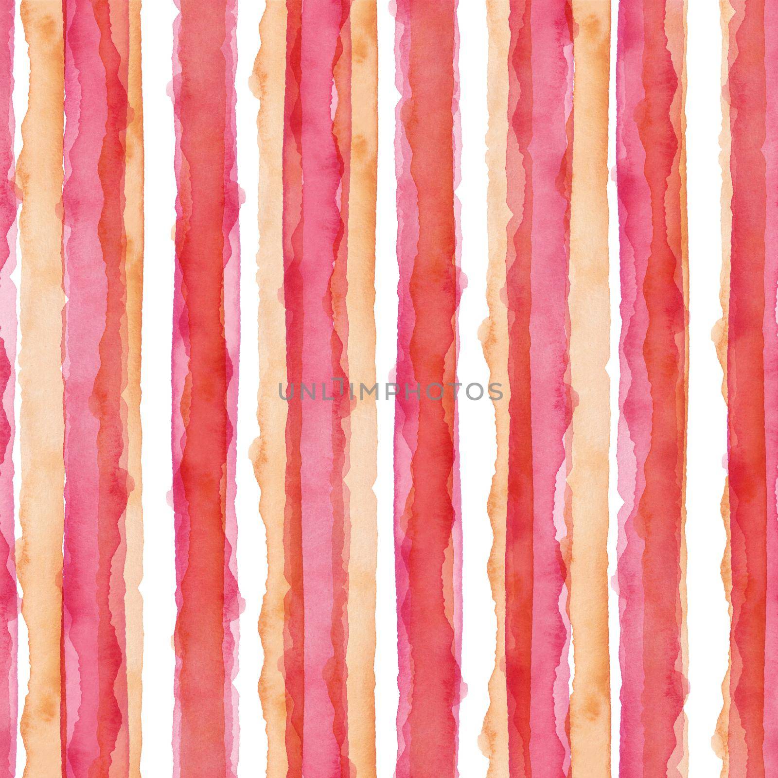Abstract Simple Stripes Watercolor Background. Pink and Orange color. Seamless Pattern for Fabric Textile and Paper. Simple Hand Painted Stripe by DesignAB