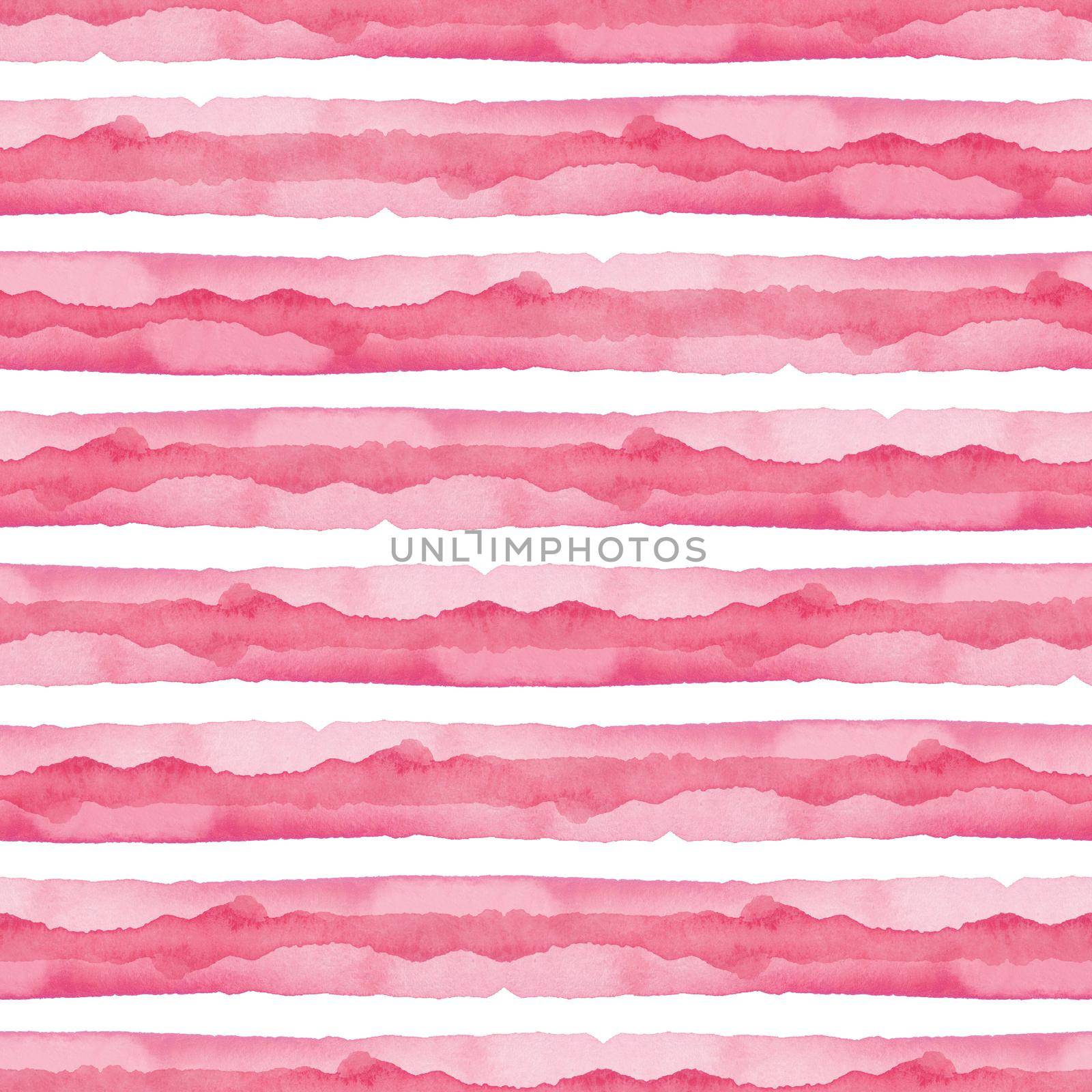 Abstract Pink Stripes Watercolor Background. Seamless Pattern for Fabric Textile and Paper. Simple Hand Painted Stripe.