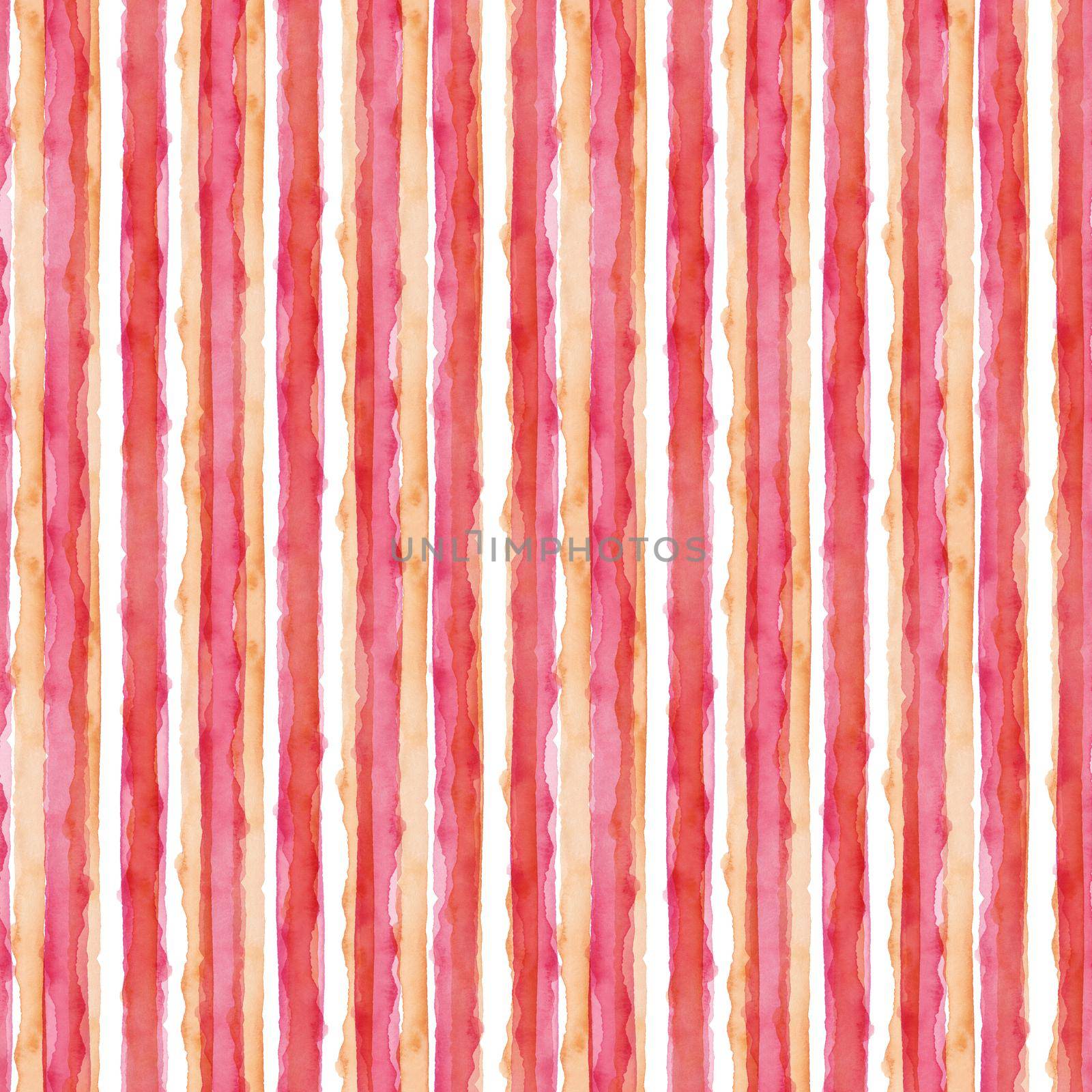 Abstract Simple Stripes Watercolor Background. Pink and Orange color. Seamless Pattern for Fabric Textile and Paper. Simple Hand Painted Stripe by DesignAB