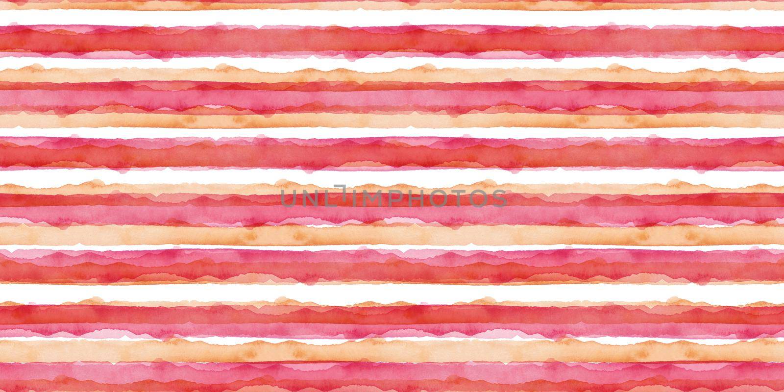 Abstract Simple Stripes Watercolor Background. Pink and Orange color. Seamless Pattern for Fabric Textile and Paper. Simple Hand Painted Stripe.